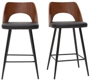 Sgabelli da bar design nero e noce H66,5 cm (set di 2) FALCOM