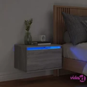 Comodini con Luci LED 2pz Grigio Cemento 40x39x48,5 cm