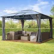 TOOLPORT Gazebo da giardino Hardtop Sunset Deluxe, loft grigio, 4x4m - (300170)