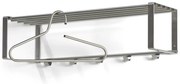 Attaccapanni da parete argentato in metallo con scaffale 70 cm Rex – Spinder Design