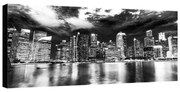 Stampa su tela Skyline by night b&w, multicolore 140 x 70 cm