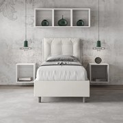 Letto singolo contenitore imbottito 80x200 similpelle bianco Annalisa