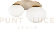 Plafoniera ripple oro 2 luci attacco e27 45x21,5x35cm in vetro sof...