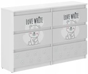 Cassettiera per bambini con orsetto, 77 x 30 x 140 cm