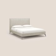 Iris letto imbottito con piedini neri sfoderabile in tessuto impermeabile T02 panna