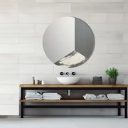 Specchio rotondo moderno 80 cm effetto marmo bianco e vetro fumč - OSCAR