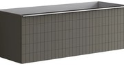 Mobile da bagno sotto lavabo Pixel grid frontale grigio carbone e maniglia alluminio brillante laccato L 120 x H 40 x P 45.5 cm 2 cassetti, lavabo non incluso