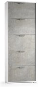 Scarpiera 5 ante a ribalta singola prof L 67 x H 184 x P 18 cm 15 paia, bianco