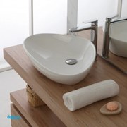 Lavabo D'Appoggio In Ceramica Bianco Lucido da 59 cm