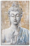 Raffinato Dipinto su Tela con Volto di Buddha - cm 80x3x120