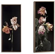 Quadro Dorato Fiori Nero Truciolare (21,2 x 2 x 51,2 cm)