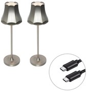 Set di 2 lampade da tavolo retrò in metallo canna di fucile ricaricabili IP44 - Granny