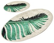 Set di tappetini per il bagno verdi/beige 2 pz 60x100 cm Floret – Foutastic