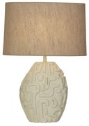 Lampada da tavolo adelaide 1lt, resina crema con paralume in lino b...