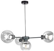 Lampadario a sospensione con filo KALIOPE 4xE27/60W/230V nero/limpido
