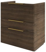 Mobile da bagno sotto lavabo SENSEA Neo Frame noce lucido L 75 x H 84 x P 48 cm 3 cassetti, lavabo non incluso