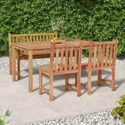 Set da pranzo per giardino 4 pz in legno massello di teak