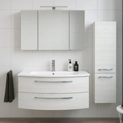 Mobile bagno sospeso con lavabo L 90 x H 48 x P 48 cm rovere bianco 2 cassetti per vasca centrale Imagine