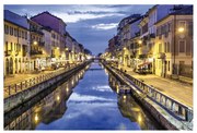 Stampa su tela Milano navigli, multicolore 80 x 135 cm