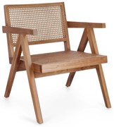 Poltrona lounge GALIA in legno di teak naturale e rattan