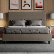 Letto matrimoniale contenitore imbottito 160x190 similpelle cappuccino Focus