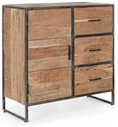 Credenza ELMER in legno di acacia e acciaio, 90x40x90 cm