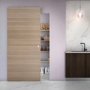 Porta scorrevole Space Rovere Tonda in legno marrone, L 101 x H 230 cm, con binario Invisibile Destra