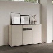 Madia in legno Grigio ROJAS a 3 ante con inserto in vetro Fumč 130 cm