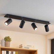 Faretto da soffitto Lindby Joffrey, 80 cm, nero, a 4 luci, GU10