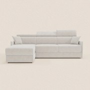 Miryam divano letto angolare compatto - poggiatesta reclinabili e penisola contenitore in tessuto smacchiabile T31