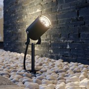 Lindby Lobelia faretto con picchetto, GU10, IP65, Nero, Alluminio, Moderno