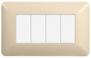 Placca 4 moduli 504 in plastica sabbia compatibile anche con BTicino Matix