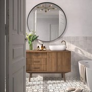 Mobile da bagno sotto lavabo Velvet trebino lamellare satinato L 120 x H 53 x P 45 cm 3 cassetti 1 anta, lavabo non incluso