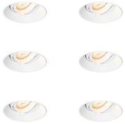 Set di 6 faretti da incasso moderni bianchi GU10 rotondi senza bordi - Oneon