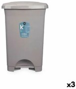 Cestino a pedale Grigio Plastica 50 L (3 Unità)