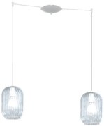 Sospensione bianco 2 luci spostabile vetri blu 1181bi-s2 s-bl