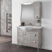Mobile bagno 105 cm - Cemento Chiaro - 2 ante e cassetti - Onda