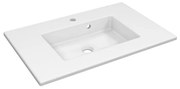 Lavabo integrale d'appoggio rettangolare vasca centrale Neo L 91 x H 11 x P 49 cm in porcellana bianco