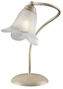 Lumetto 1 Luce Alice Ferro Battuto Avorio E Oro Vetro Bianco 