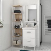 Mobile sottolavabo e lavabo Easy bianco L 50 x H 67 x P 40 cm 1 vasca 2 cassetti