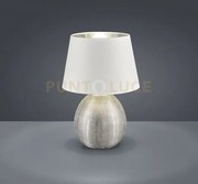 Luxor lampada tavolo grande base ceramica argento e paralume bianco...