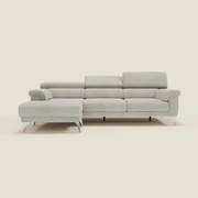 Raffaello Divano angolare con sedute scorrevoli e poggiatesta regolabili in microfibra smacchiabile T11 panna