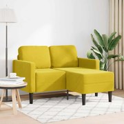 Divano 2 Posti Con Chaise Longue A L Giallo 125 Cm Velluto /