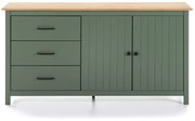 Cassettiera bassa in legno di pino di colore verde-naturale 150x80 cm Miranda - Marckeric