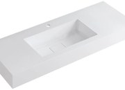 Lavabo integrale rettangolare vasca centrale L 120.5 x H 15 x P 46 cm in resina bianco