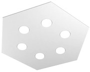 Plafoniera Moderna Esagonale Hexagon Metallo Grigio 6 Luci Led 12X6W