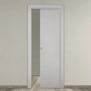 Porta tamburata scorrevole Clean grigio L 60 x H 210 cm reversibile