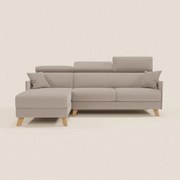 Sole Divano letto matrimoniale angolare con penisola contenitore e poggiatesta reclinabili - tessuto smacchiabile T23