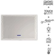 Specchio LED touch con casse Bluetooth radio e temperatura 90X120 anti-fog