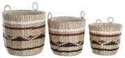 Set di Cestini DKD Home Decor Poliestere Coloniale Fibra (38 x 38 x 36 cm)